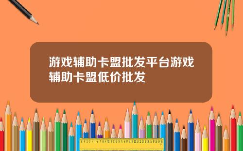 游戏辅助卡盟批发平台游戏辅助卡盟低价批发