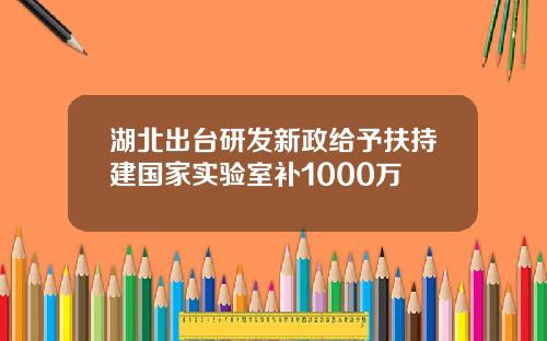 湖北出台研发新政给予扶持建国家实验室补1000万