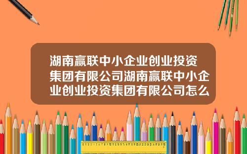 湖南赢联中小企业创业投资集团有限公司湖南赢联中小企业创业投资集团有限公司怎么样