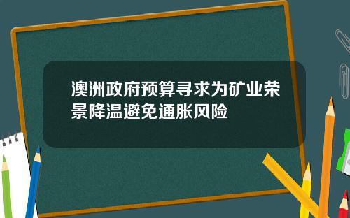 澳洲政府预算寻求为矿业荣景降温避免通胀风险