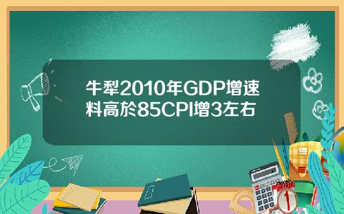 牛犁2010年GDP增速料高於85CPI增3左右