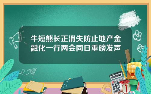 牛短熊长正消失防止地产金融化一行两会同日重磅发声