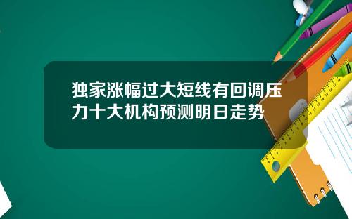 独家涨幅过大短线有回调压力十大机构预测明日走势