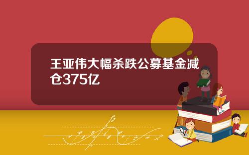 王亚伟大幅杀跌公募基金减仓375亿