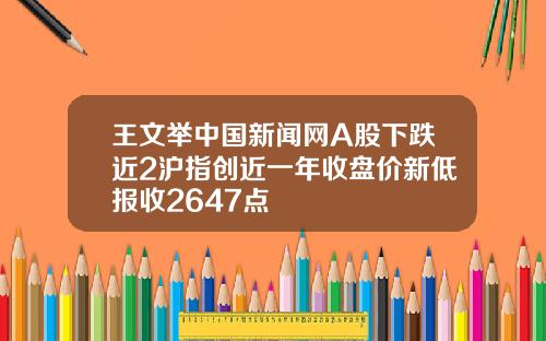 王文举中国新闻网A股下跌近2沪指创近一年收盘价新低报收2647点