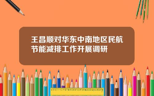 王昌顺对华东中南地区民航节能减排工作开展调研