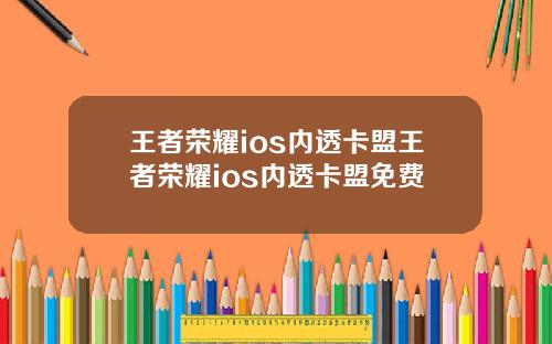 王者荣耀ios内透卡盟王者荣耀ios内透卡盟免费