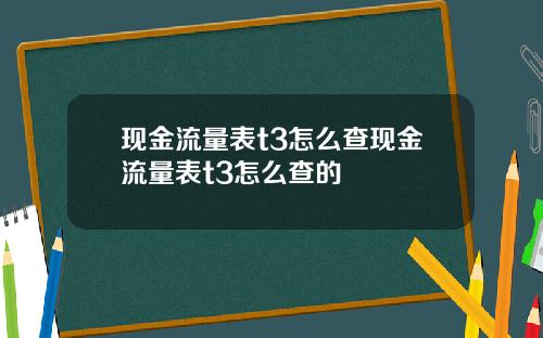 现金流量表t3怎么查现金流量表t3怎么查的