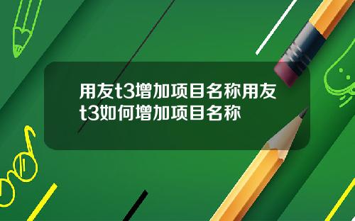 用友t3增加项目名称用友t3如何增加项目名称
