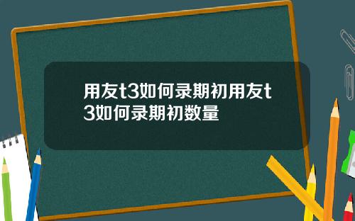 用友t3如何录期初用友t3如何录期初数量