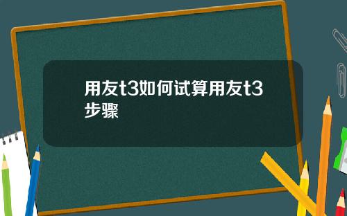 用友t3如何试算用友t3步骤