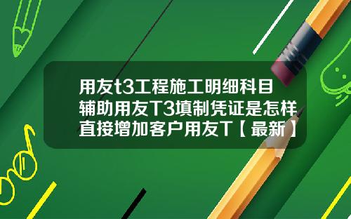 用友t3工程施工明细科目辅助用友T3填制凭证是怎样直接增加客户用友T【最新】