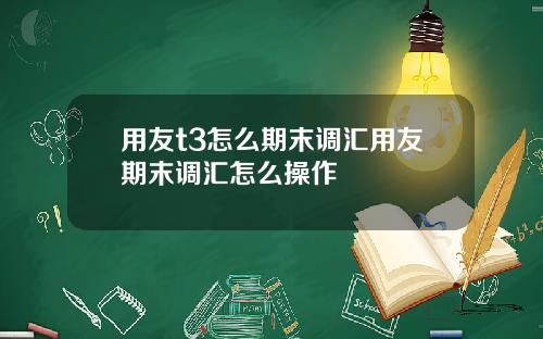 用友t3怎么期末调汇用友期末调汇怎么操作