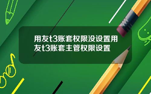 用友t3账套权限没设置用友t3账套主管权限设置