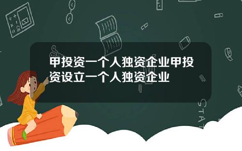 甲投资一个人独资企业甲投资设立一个人独资企业