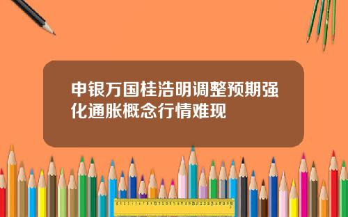 申银万国桂浩明调整预期强化通胀概念行情难现