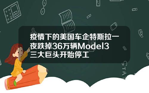 疫情下的美国车企特斯拉一夜跌掉36万辆Model3三大巨头开始停工