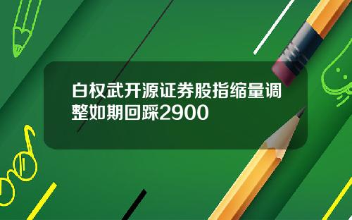 白权武开源证券股指缩量调整如期回踩2900