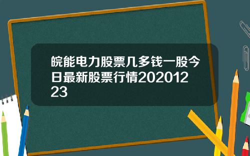 皖能电力股票几多钱一股今日最新股票行情20201223