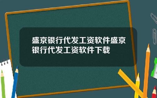 盛京银行代发工资软件盛京银行代发工资软件下载