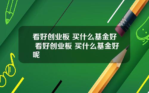 看好创业板 买什么基金好 看好创业板 买什么基金好呢