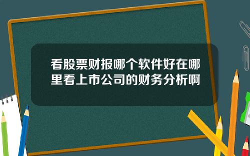 看股票财报哪个软件好在哪里看上市公司的财务分析啊