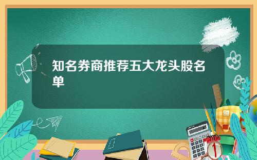 知名券商推荐五大龙头股名单