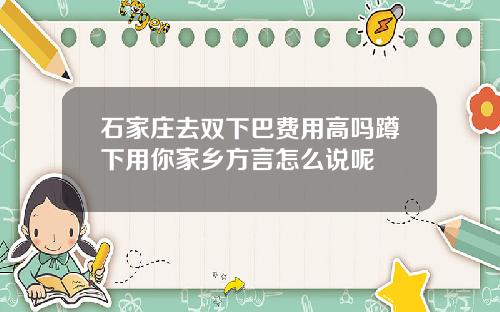 石家庄去双下巴费用高吗蹲下用你家乡方言怎么说呢