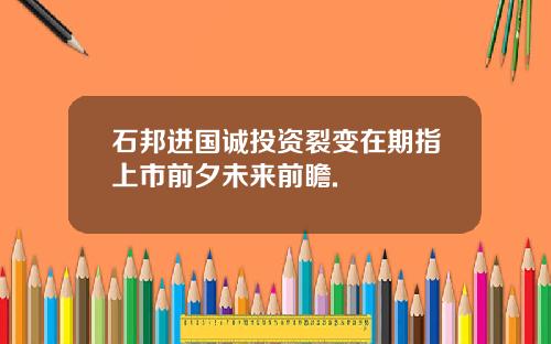 石邦进国诚投资裂变在期指上市前夕未来前瞻.