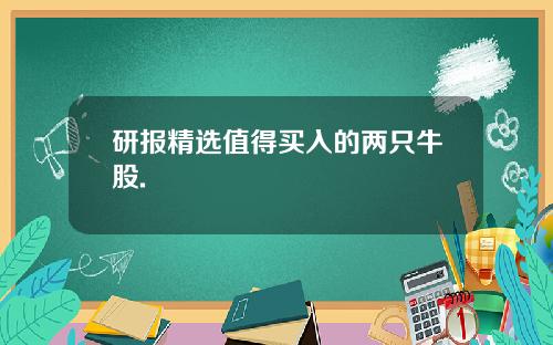 研报精选值得买入的两只牛股.