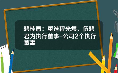 碧桂园：重选程光煜、伍碧君为执行董事-公司2个执行董事
