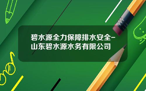 碧水源全力保障排水安全-山东碧水源水务有限公司