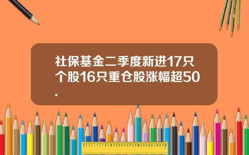 社保基金二季度新进17只个股16只重仓股涨幅超50.