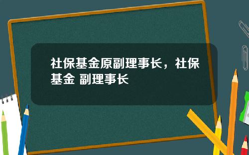社保基金原副理事长，社保基金 副理事长