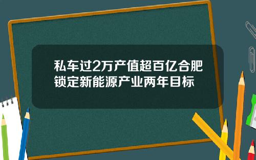 私车过2万产值超百亿合肥锁定新能源产业两年目标