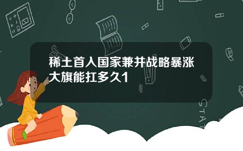 稀土首入国家兼并战略暴涨大旗能扛多久1