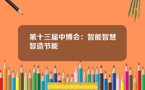 第十三届中博会：智能智慧智造节能