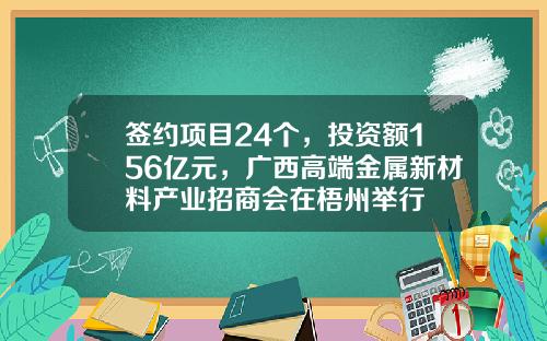 签约项目24个，投资额156亿元，广西高端金属新材料产业招商会在梧州举行