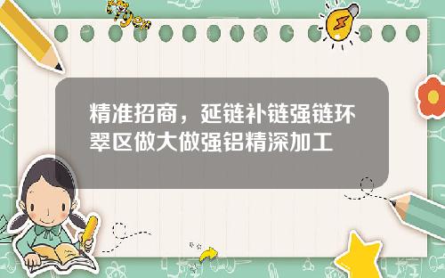 精准招商，延链补链强链环翠区做大做强铝精深加工