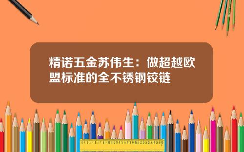 精诺五金苏伟生：做超越欧盟标准的全不锈钢铰链