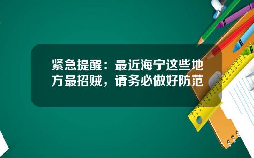 紧急提醒：最近海宁这些地方最招贼，请务必做好防范