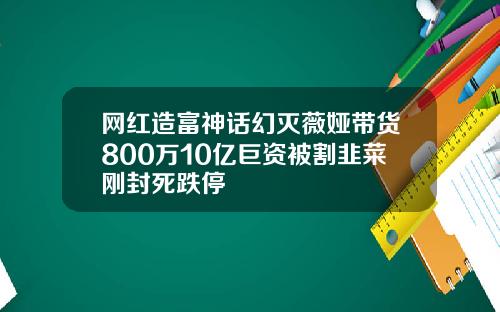 网红造富神话幻灭薇娅带货800万10亿巨资被割韭菜刚封死跌停