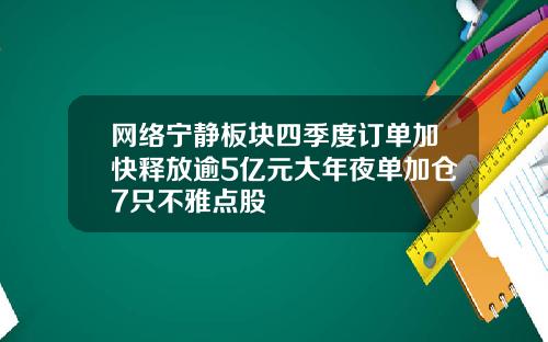 网络宁静板块四季度订单加快释放逾5亿元大年夜单加仓7只不雅点股