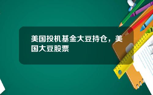 美国投机基金大豆持仓，美国大豆股票