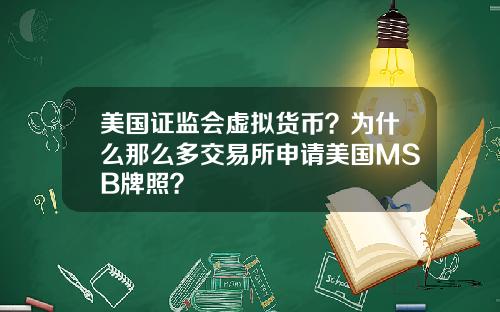 美国证监会虚拟货币？为什么那么多交易所申请美国MSB牌照？