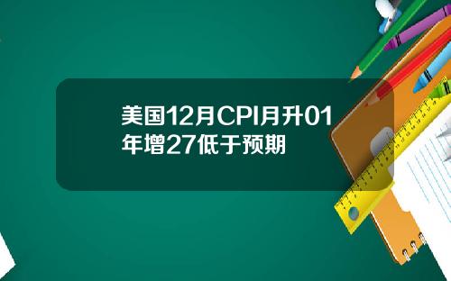美国12月CPI月升01年增27低于预期