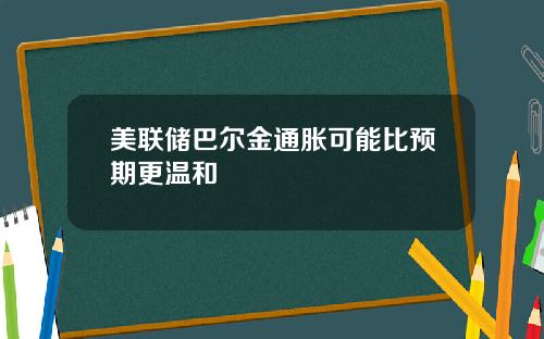 美联储巴尔金通胀可能比预期更温和