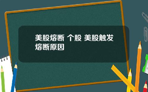美股熔断 个股 美股触发熔断原因