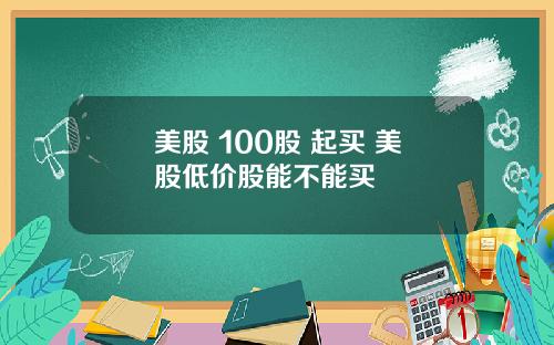 美股 100股 起买 美股低价股能不能买