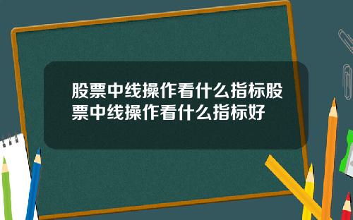 股票中线操作看什么指标股票中线操作看什么指标好